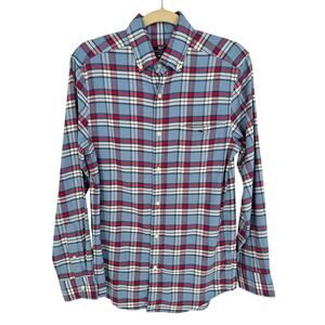 Vineyard Vines New! Classic Fit Tucker Shirt Linen Cotton Plaid Red Blue Soft XS